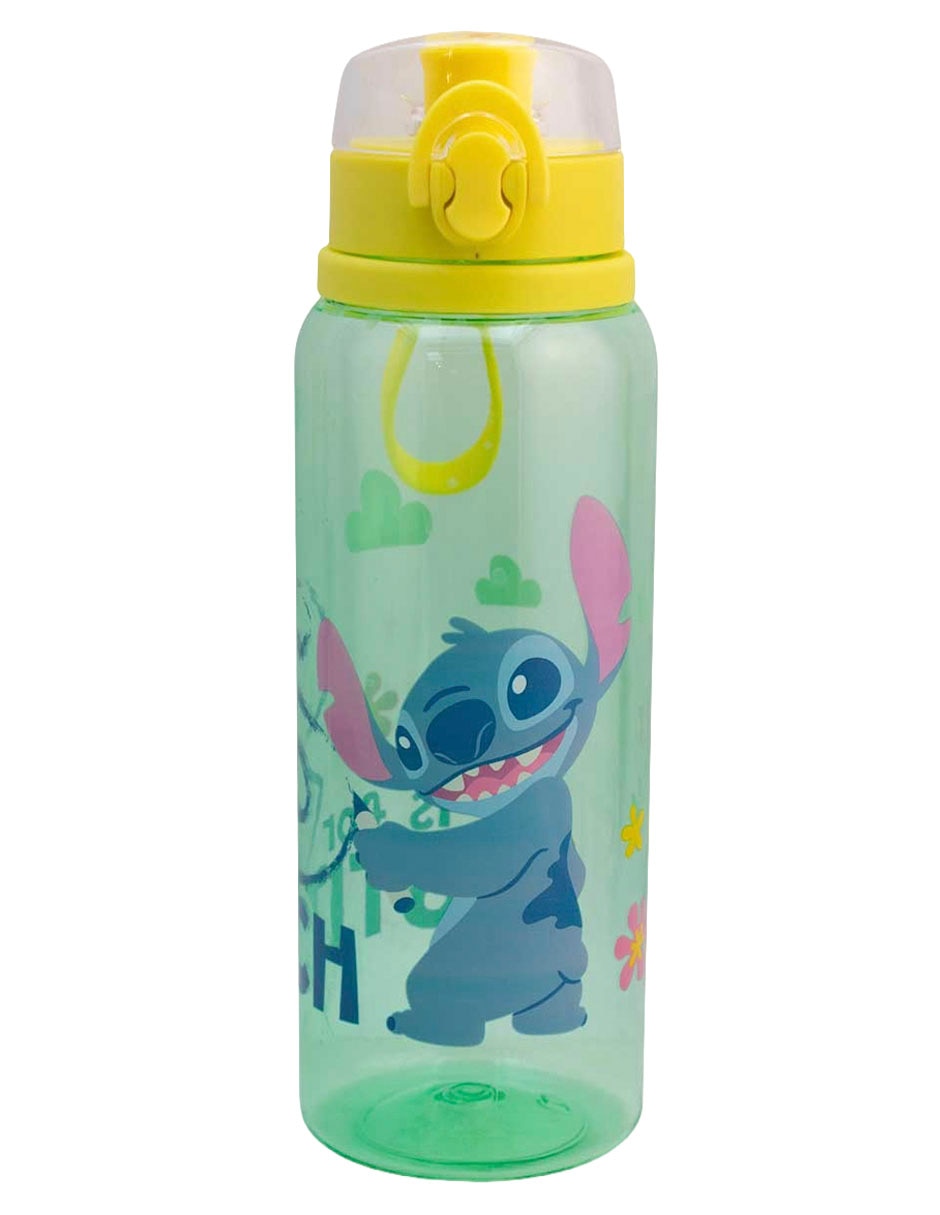 Botella de agua de plástico Siglo XXI Stitch con tapa push pull 500 ml