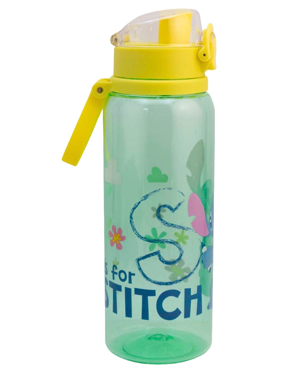 Botella de agua de plástico Siglo XXI Stitch con tapa push pull 500 ml