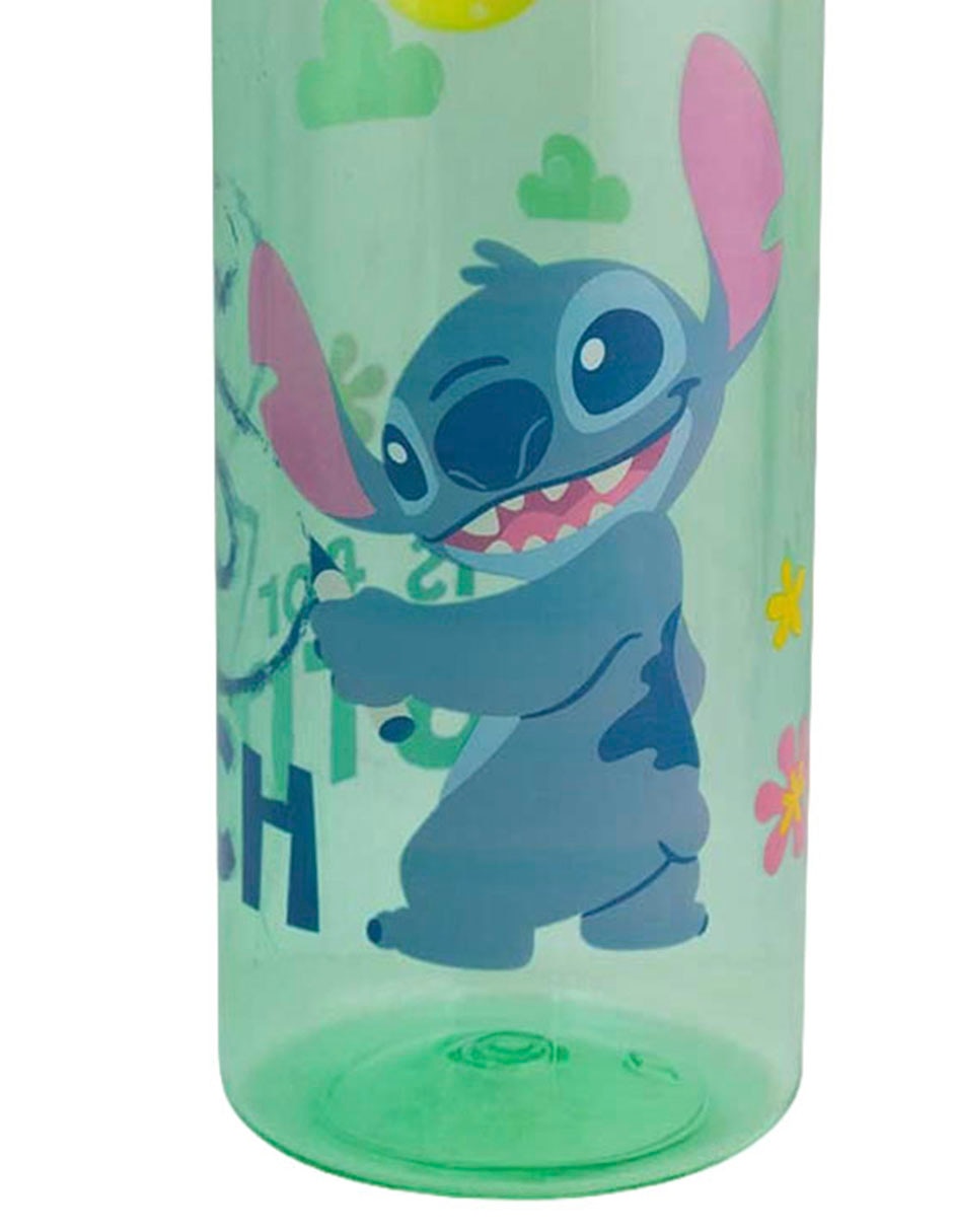 Botella de agua de plástico Siglo XXI Stitch con tapa push pull 500 ml