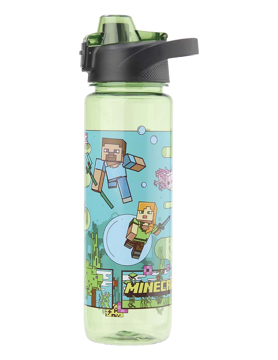 Botella de agua Siglo XXI de plástico Minecraft con tapa rosca 1 L