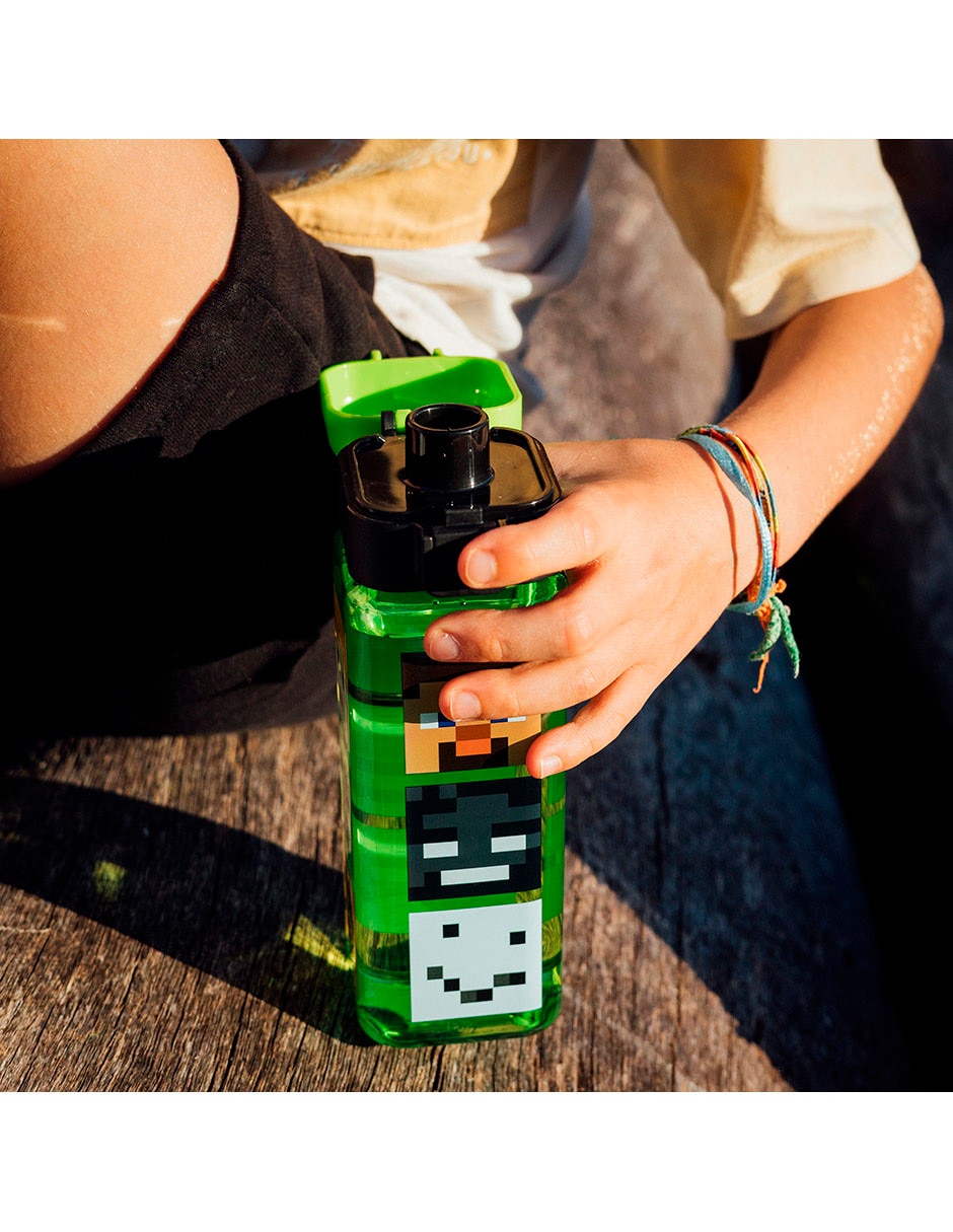 Botella de agua de plástico Minecraft con tapa push up 550 ml 8