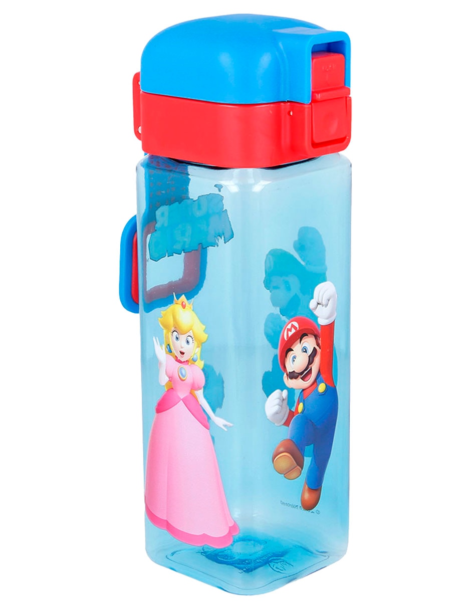 Botella de agua de plástico Mario Bros con tapa push pull 550 ml 2