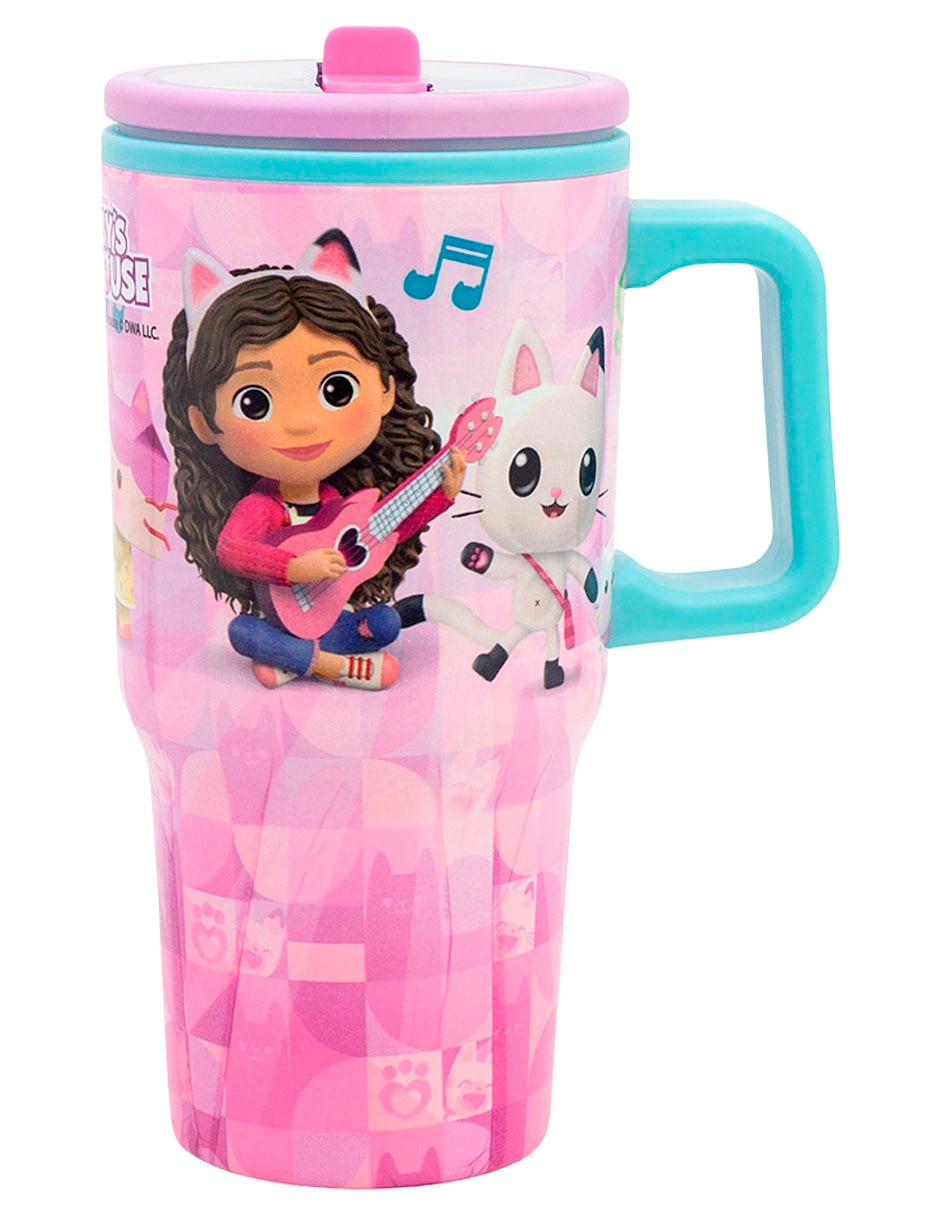 Termo de plástico Gabby's Dollhouse con tapa rosca 473 ml