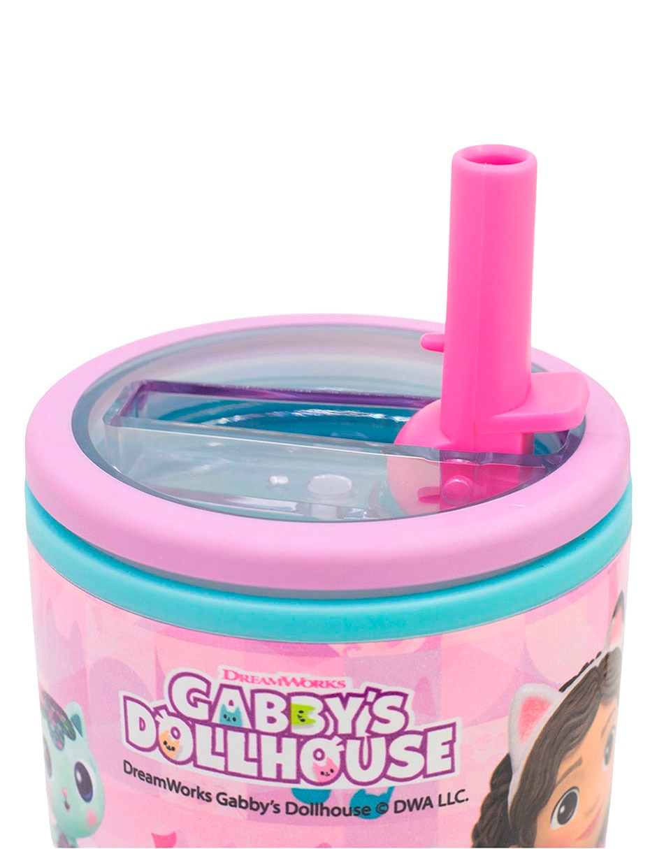 Termo de plástico Gabby's Dollhouse con tapa rosca 473 ml