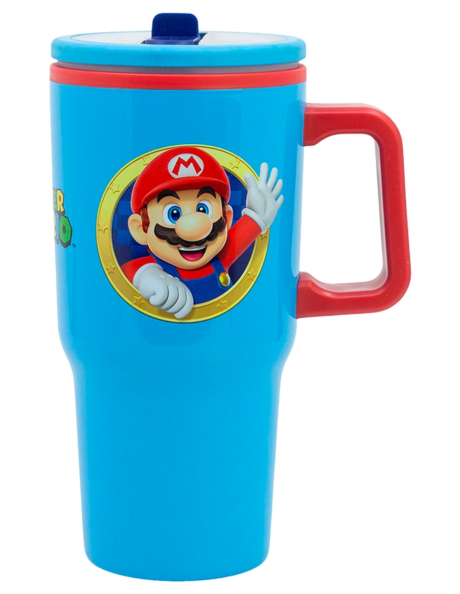 Termo de plástico super mario con tapa rosca 530 ml