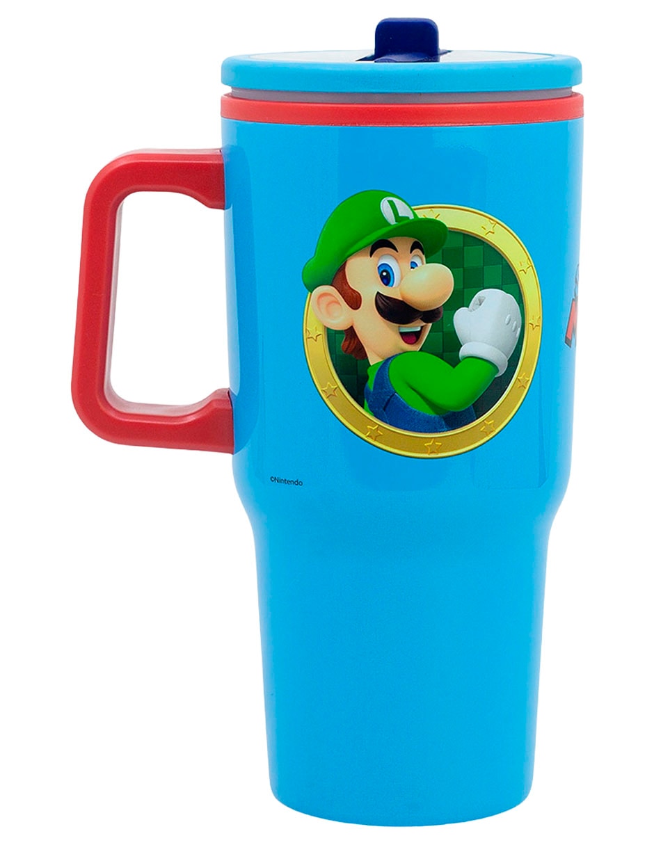 Termo de plástico super mario con tapa rosca 530 ml