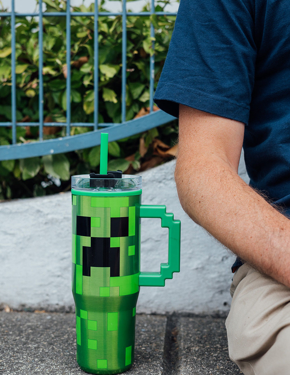 Termo de acero inoxidable minecraft creeper ultimate con tapa rosca 1.8 l