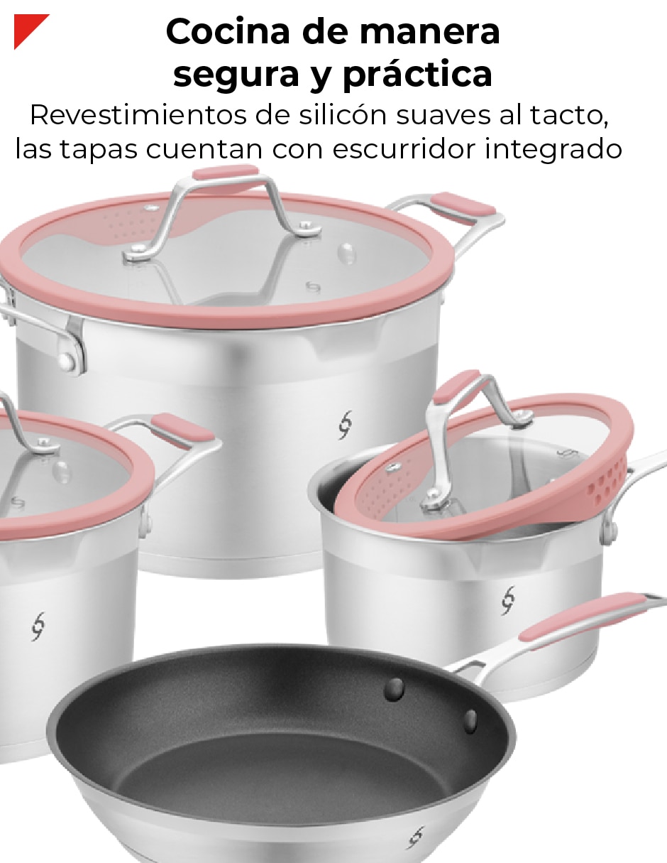 Batería de cocina de acero inoxidable antiadherente titanio 6 piezas piezas 2
