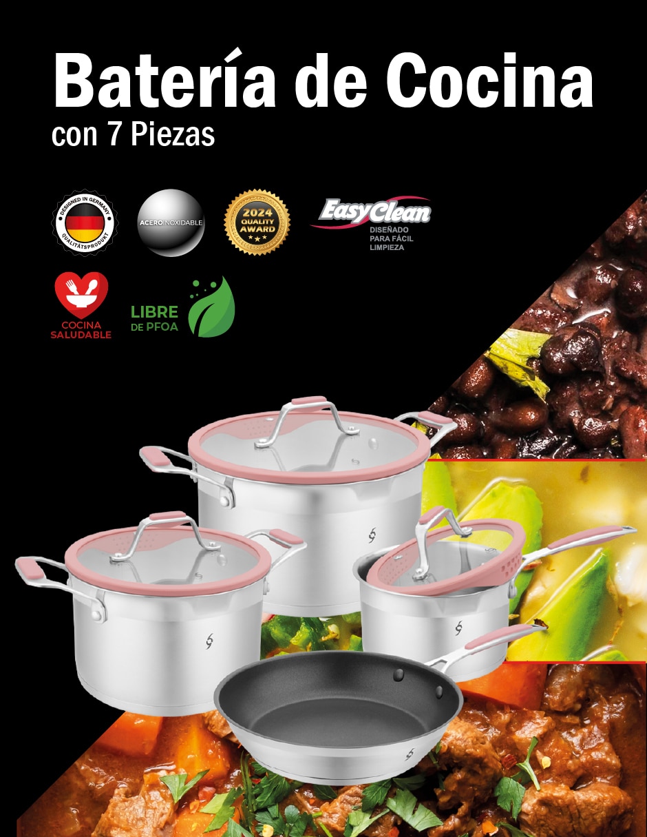 Batería de cocina de acero inoxidable antiadherente titanio 6 piezas piezas 7
