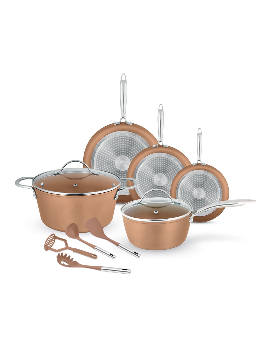 Batería de cocina de acero inoxidable antiadherente sin PFOA 11 piezas