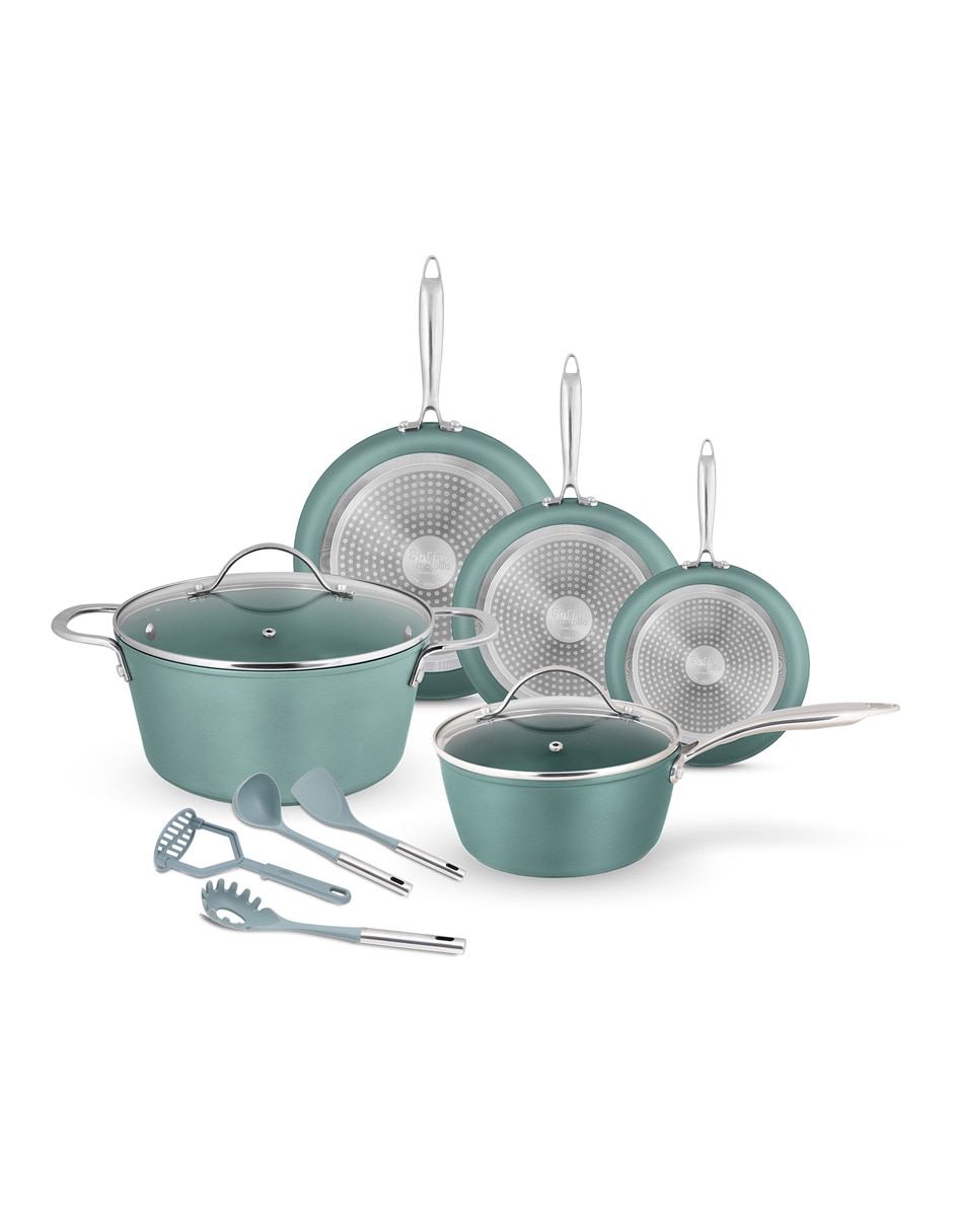Batería de cocina de acero inoxidable antiadherente sin PFOA 11 piezas
